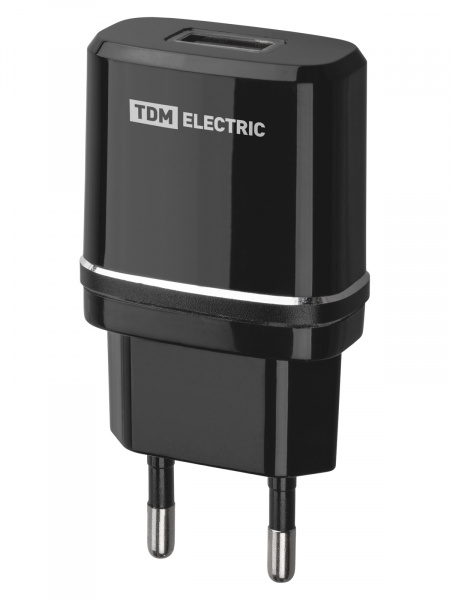 Сетевое зарядное устройство, СЗУ 3, 2,1 А, 1 USB, черный, TDM