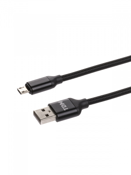 Дата-кабель, ДК 8, USB - USB Type-C, 1 м, тканевая оплетка, черный, TDM