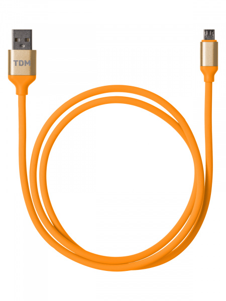Дата-кабель, ДК 13, USB - micro USB, 1 м, силиконовая оплетка, оранжевый, TDM