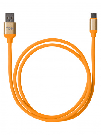 Дата-кабель, ДК 14, USB - USB Type-C, 1 м, силиконовая оплетка, оранжевый, TDM