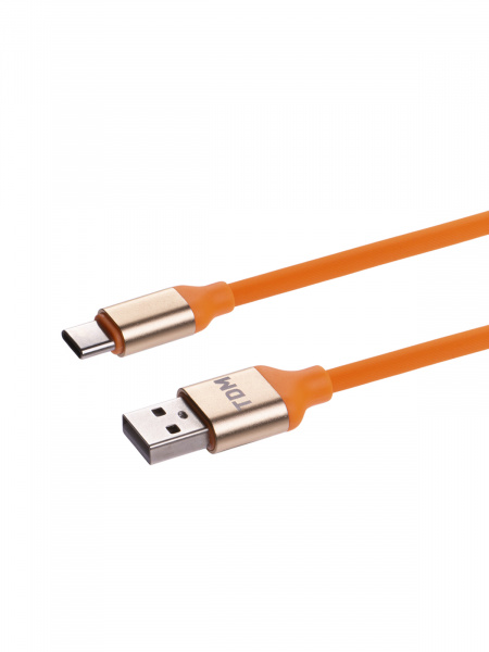 Дата-кабель, ДК 14, USB - USB Type-C, 1 м, силиконовая оплетка, оранжевый, TDM