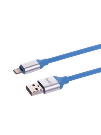 Дата-кабель, ДК 18, USB - Lightning, 1 м, силиконовая оплетка, голубой, TDM