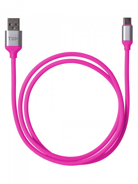 Дата-кабель, ДК 20, USB - USB Type-C, 1 м, силиконовая оплетка, розовый, TDM