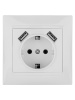 Розетка 2П+З 16А 250В + 2 USB порта 2,1А 5В белая "Лама" TDM