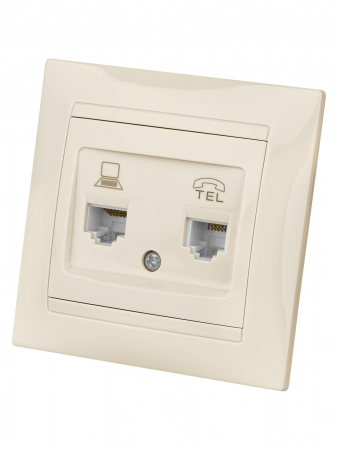 Розетка телефонная RJ11 + компьютерная RJ45 сл. кость "Лама" TDM