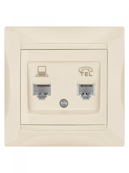 Розетка телефонная RJ11 + компьютерная RJ45 сл. кость "Лама" TDM