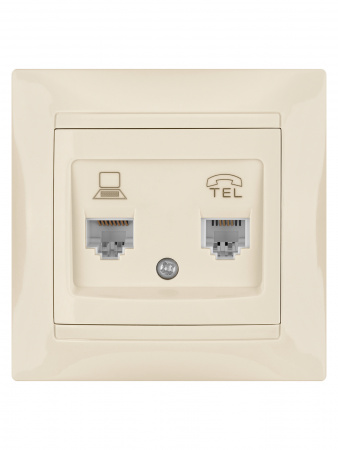 Розетка телефонная RJ11 + компьютерная RJ45 сл. кость "Лама" TDM