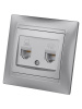 Розетка телефонная RJ11 + компьютерная RJ45 серебр. металлик "Лама" TDM