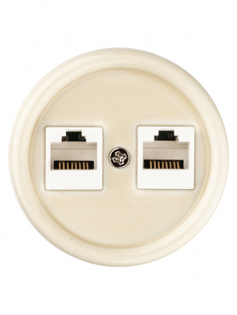 Розетка двойная компьютерная RJ45 сл. кость «Болонь» TDM