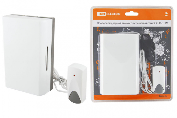 Звонок проводной в эл.сеть ЗПС-11/1-ЭМ (эл.мех, кнопка IP30, AC 230V) TDM