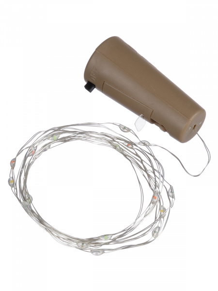 Гирлянда-пробка для бутылки "Роса20" 20LED, 2м, многоцветная, 3хAG13/LR44, TDM