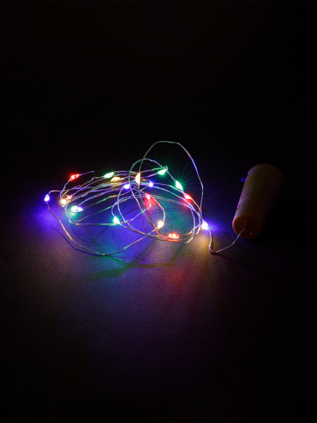 Гирлянда-пробка для бутылки "Роса20" 20LED, 2м, многоцветная, 3хAG13/LR44, TDM