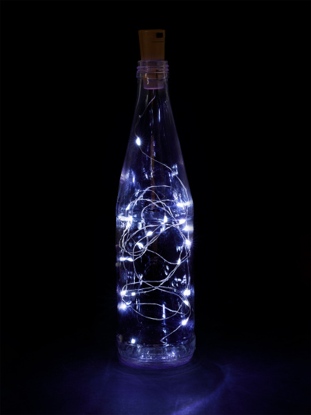 Гирлянда-пробка для бутылки "Роса20" 20LED, 2м, 6000К, 3хAG13/LR44, TDM