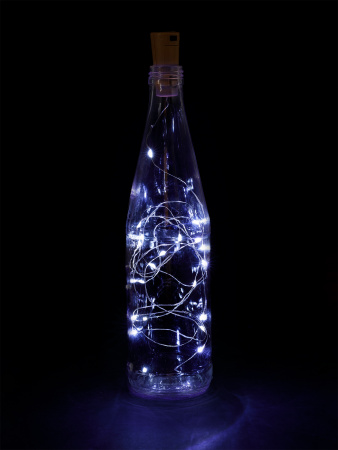Гирлянда-пробка для бутылки "Роса20" 20LED, 2м, 6000К, 3хAG13/LR44, TDM