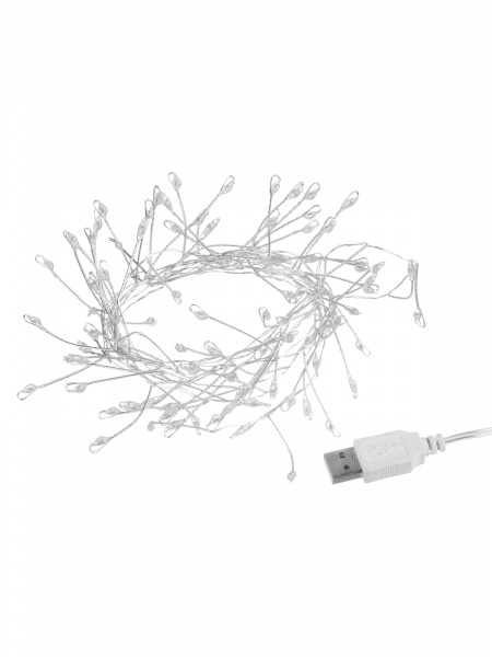 Гирлянда светодиодная "Самоцветы" 100LED, 2 м, RGB, USB, IP20, TDM