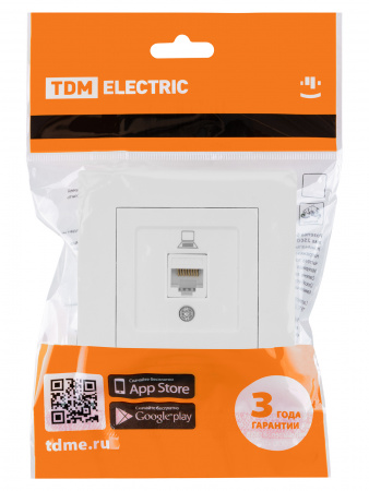 Розетка компьютерная RJ45 белая "Сенеж" TDM