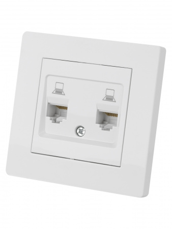 Розетка компьютерная двойная RJ45 белая "Сенеж" TDM