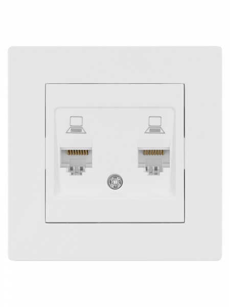 Розетка компьютерная двойная RJ45 белая "Сенеж" TDM
