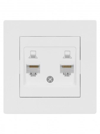 Розетка компьютерная двойная RJ45 белая "Сенеж" TDM