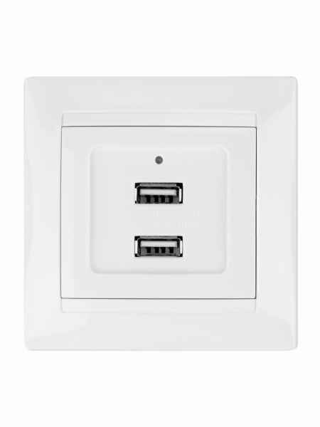 Розетка 2USB порт 2,1А 5В белая "Лама" TDM