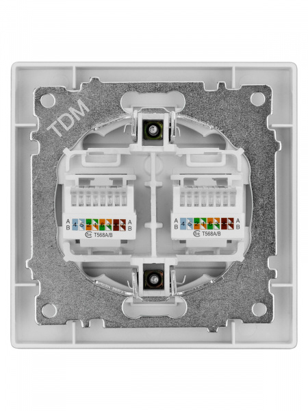 Розетка компьютерная двойная RJ45 серебр. металлик "Сенеж" TDM