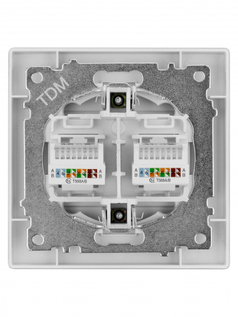 Розетка компьютерная двойная RJ45 серебр. металлик "Сенеж" TDM