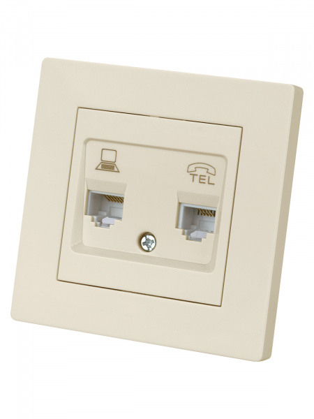 Розетка телефонная RJ11 + компьютерная RJ45 сл. кость "Сенеж" TDM