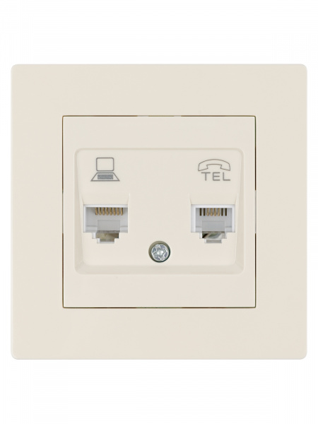 Розетка телефонная RJ11 + компьютерная RJ45 сл. кость "Сенеж" TDM