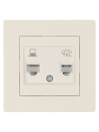 Розетка телефонная RJ11 + компьютерная RJ45 сл. кость "Сенеж" TDM