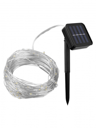 Гирлянда CCГ-112 "Роса" на солнечной батарее, 10 м, 100 LED, теплый белый, IP54, TDM