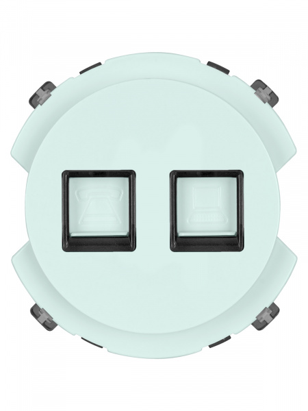 Розетка телефонная RJ11 + компьютерная RJ45 фисташковая, "Байкал" TDM