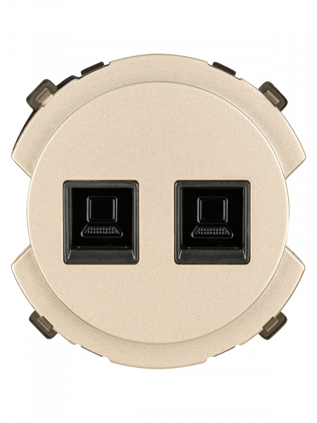 Розетка компьютерная двойная RJ45 шампань, "Байкал" TDM
