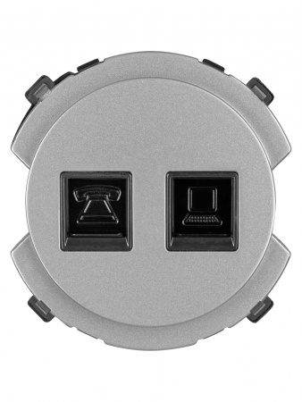 Розетка телефонная RJ11 + компьютерная RJ45 платина, "Байкал" TDM