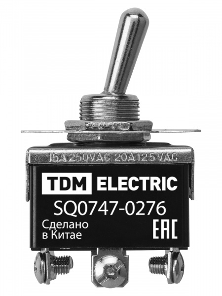 Переключатель-тумблер KN3C-223AAH 2P 250В AC/DC 15А (6c) ON-OFF-ON без фиксации TDM