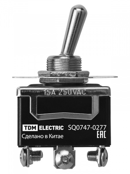 Переключатель-тумблер KN3C-123AAH 1P 250В AC/DC 15А (3c) ON-OFF-ON без фиксации TDM