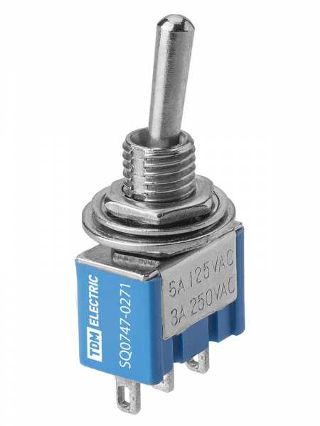 Переключатель-тумблер MTS-103 Micro 1P 250В AC/DC 3А (3c) ON-OFF-ON с фиксацией TDM