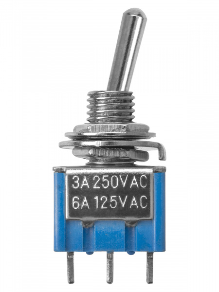 Переключатель-тумблер MTS-203-A2 Micro 2P 250В AC/DC 3А (6c) ON-OFF-ON с фиксацией TDM