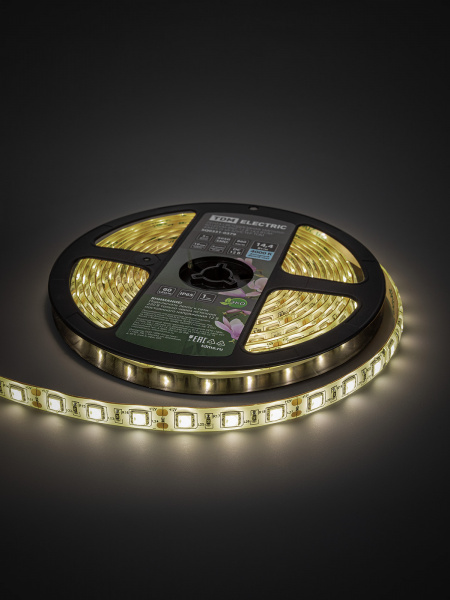 Лента светодиодная SMD5050-60 LED/м-IP65-12 В-14,4 Вт/м-4000 К (5 м) блистер TDM