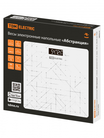 Весы электронные напольные "Абстракция", стекло, деление 0,01 кг, макс. 180 кг, 28х28 см, TDM
