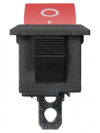 Выключатель клавишный KCD1-101 250В AC/DC, 1P, 6А, (2с), ON-OFF, черный корпус, красная клавиша, Mini, TDM