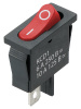 Выключатель клавишный KCD1-101B 250В AC/DC, 1P, 6А, (2с), ON-OFF, черный корпус, красная клавиша, Mini, TDM