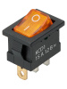 Выключатель клавишный KCD1-101N 12В AC/DC, 1P, 15А, (3с), ON-OFF, черный корпус, желтая клавиша с LED подсветкой, Mini TDM
