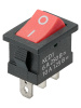 Выключатель клавишный KCD1-102 250В AC/DC, 1P, 6А, (3с), ON-ON, черный корпус, красная клавиша, Mini TDM