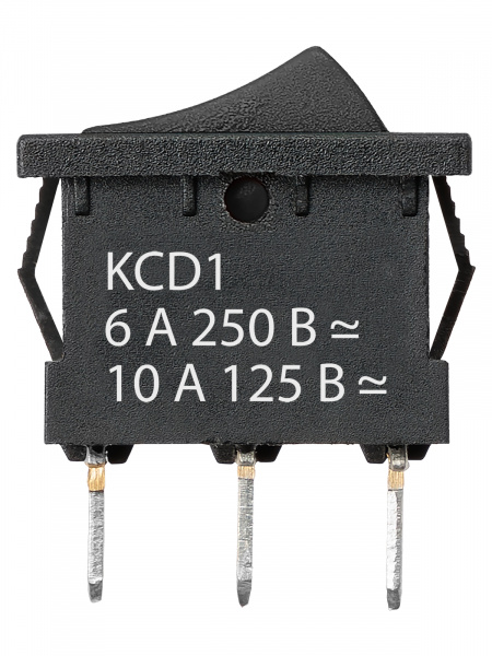 Выключатель клавишный KCD1-102 250В AC/DC, 1P, 6А, (3с), ON-ON, черный, Mini TDM