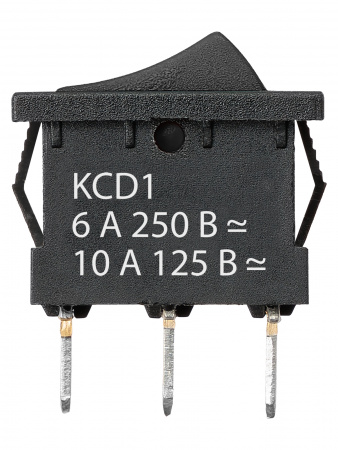 Выключатель клавишный KCD1-102 250В AC/DC, 1P, 6А, (3с), ON-ON, черный, Mini TDM