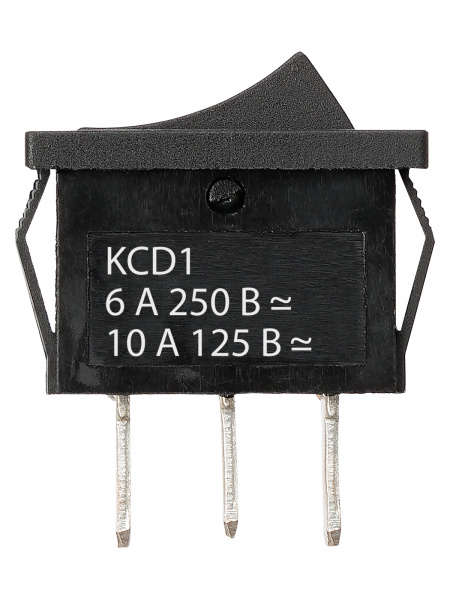 Переключатель клавишный KCD1-103 250В AC/DC, 1P, 6А, (3с), ON-OFF-ON, с нейтральным положением, черный, Mini TDM