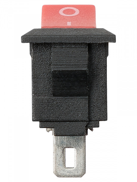Выключатель клавишный KCD11-101 250В AC/DC, 1P, 3А, (2с), ON-OFF, черный корпус, красная клавиша, Micro TDM