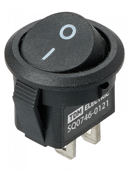 Выключатель клавишный круглый KCD11-101 250В AC/DC, 1P, 3А, (2с), ON-OFF, черный, Micro TDM