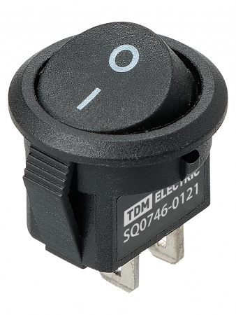 Выключатель клавишный круглый KCD11-101 250В AC/DC, 1P, 3А, (2с), ON-OFF, черный, Micro TDM