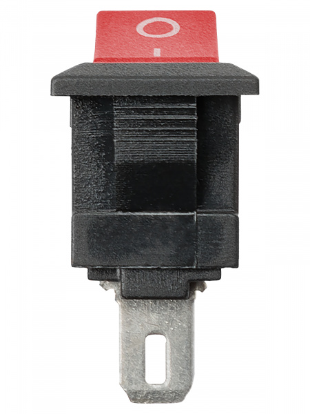 Выключатель клавишный KCD11-102 250В AC/DC, 1P, 3А, (3с), ON-ON, черный корпус, красная клавиша, Micro TDM